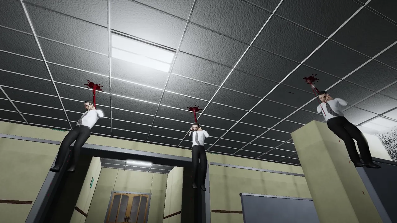 An office room drowned in a burst of blood.